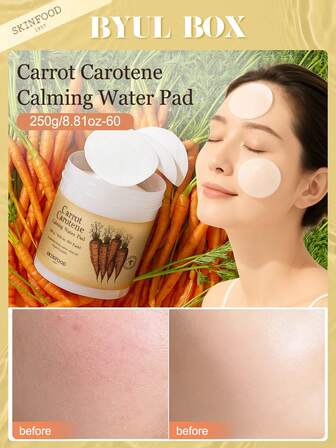  Almohadillas calmantes y humectantes SKINFOOD Carrot Carotene Calming Water Pad para pieles apagadas y cansadas