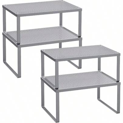 YQQ SONGMICS Especiero Estante para Especias Organizador para Armarios Apilable Ampliable Juego de 4 Estantes Metálicos Plata MKCS006S012179