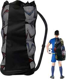 AdooAdii Bolsa de Pelota Bolsa de Red de Fútbol Bolsa Grande de Malla Deportiva para 12 Balones, Portátil Mochila Gimnasio Bolsa de Alenamiento para Piscine Playa Entrenador Equipo de Deportivo - albaricoque - Ver 1