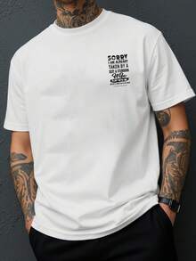 Vintage-Casual-Sport-Kurzarm-T-Shirt mit "Married Humor"-Aufdruck, Rundhals-T-Shirt, modisch, locker geschnitten, neuer Stil, vorne und hinten doppelseitig bedrucktes Top, Sommer-Oberteile - Weiss - Übersicht 2