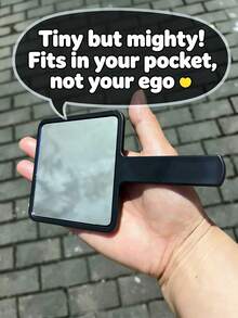 1pc Portable Compact Mirror / Minimalist Ins-Style Handheld Mirror / Student Dorm Makeup Mirror - Black Handheld Small Square Mirror - View 4