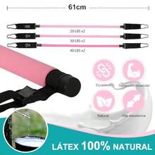 7CDXD Kit de Barra de Pilates con Bandas de Resistencia Barra de Pilates Multifuncional 16 en 1 Juego de Bandas de Resistencia para Ejercicio Ajustable para Entrenamientos de Cuerpo Completo - rosa nuevo - Ver 5