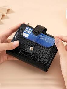 1 pieza Cartera corta de estilo macaron con patrón de piedra, múltiples ranuras para tarjetas, versátil para uso diario, fresca cartera de mujer, monedero, bolso multifuncional para tarjetas, hebilla simple para estudiantes, gran capacidad, portátil, adecuado para regalar en fiestas, cumpleaños o a tu pareja