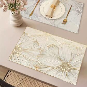 1-6pcs Rectangular Minimalist PVC Placemats, Washable, Easy To Clean, Wipe-Clean, Non-Slip, Dining Table Mats, Sweet Reverie, Elegant Placemats, Tabletop Setting, Kitchen Dining Mat, Holiday Wedding Decor