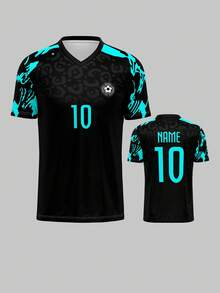 Custom 2025 Sports Jersey, Men's V-Neck Football/Soccer Team Club Training Top, Front & Back Personalized Name, Number, Logo, Comfortable Fit For Casual, Party, Daily Wear - Multicolor - View 9