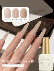 XEIJAYI 1PC Nude Pink Color Ice Through Gel Nail Polish 15ML Soak Off Glitter Gel Polish For All Seasons - Home Salon Nail Art DIY - PinkNude - View 2