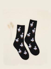 1 Pair Men's Fashionable Casual Duck Graphic Mid-Calf Socks - Multicolor - View 4