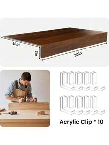 GCCSJ Wire Rack Covers,Shelf Covers For Wire Shelving,5-Piece Foam PVC Shelf Cover Set - 30" X 16" X 3" Faux Wood Grain Waterproof Padding With Corner Guards | Removable And Easy To Clean For Metal Shelves, Closet Organizers, Laundry Rooms, Oak/Walnut - 胡桃色 - 查看 4