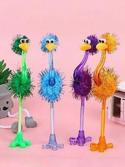 Plush Ballpoint Pen, Colorful Ostrich Ballpoint Pen, Creative Stress Relief Decor, Suitable For School, Office, Signature, Stationery, Fountain Pen, Gift, Christmas Gift, Valentine's Day Gift