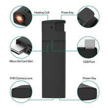 Portable Electronic Lighter Camera And Recording Device - 1080P HD Monitoring System, With 32GB Memory Card, Supports One-Button Recording And Loop Recording (No WiFi Required). - Black+32GB - View 3