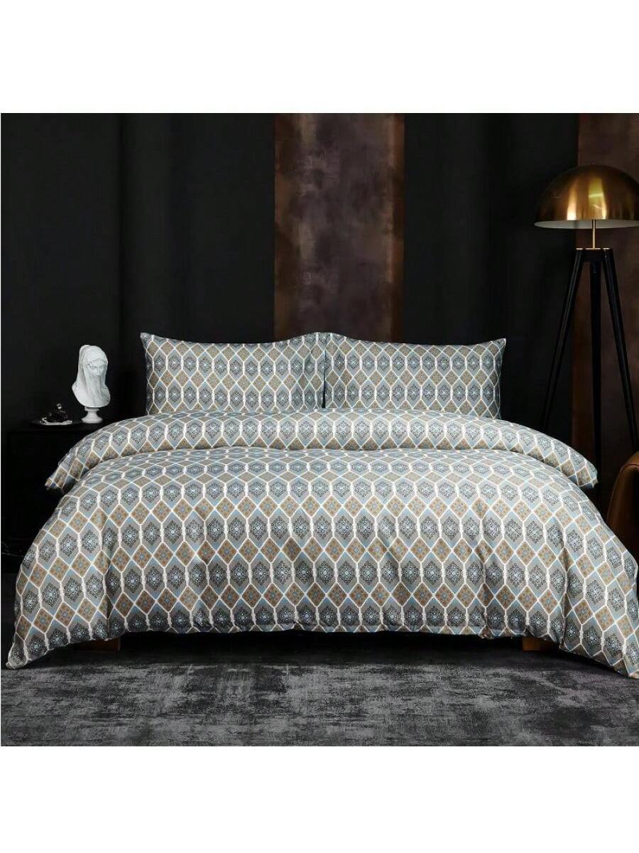 Kit de impresión de fundas nórdicas GB color verde con diseño de patron de rombos de alta durabilidad de 220cm*220cm