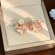 Seaside Vacation Style Pearl White Flower Earrings Light Luxury Niche Design Sense Stud Earrings Wedding Bridal Jewelry - 31#E6505 Silver Needle - Gold - View 46