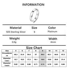 1pc Simple  925 Sterling Silver 3MM/4MM Width Couple Rings Wedding Bands Anniversary Gift For Men / Women Valentine's Day - Silver - View 15