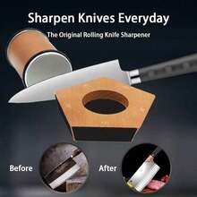 Rolling Sharpener Kit - 5 Magnetic Angles (12°/15°/17°/19°/22°) - Professional Rolling Sharpening Tool With Diamond And Corundum Grinding Wheels - Suitable For Kitchen Knives, Chef's Knives, Pocket Knives, And Serrated Knives - 棕色 - 查看 3