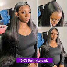 13x4 Frontal Real HD Lace Wig Invisible HD 5*5 Lace Front Wigs 200% Density Human Blended Hair Pre Plucked Bleached Knots Straight Blended Human Hair Wigs For Women 26 Inch Pre Plucked HD Lace Frontal Wig With Baby Hair Wig - Natural & Black - View 5