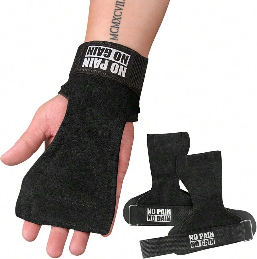 SHANDABUL Calleras Crossfit, Calleras de Cuero Unisex con Mu?equera Ajustable, para Gimnasio, Entrenamiento, Halterofilia, Etc. - negro - Ver 1