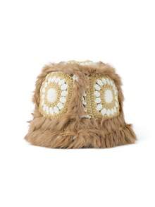 1pc Women's Fashionable Knitted Hat, Fluffy Tiger Head Bucket Hat, Cute & Flattering For Winter - Plush Knitted Hat - View 15