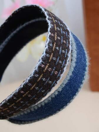 2 st flerfärgat stickat pannband i gatustil för kvinnor, ny höst/vinter, hårband, diadem, hårbåge