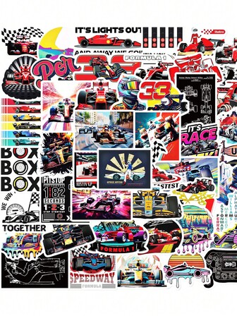50 hojas de pegatinas de coches de carreras de Fórmula 1, estilo de dibujos animados, para decorar teléfonos, botellas de agua y equipaje - Pegatinas creativas y geniales para manualidades DIY