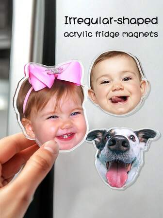 1 st anpassad fotomagnet, asymmetrisk akrylkylmagnet - varm, söt, speciell heminredning - parfotokylmagnet, mor-dotter fotomagnet present