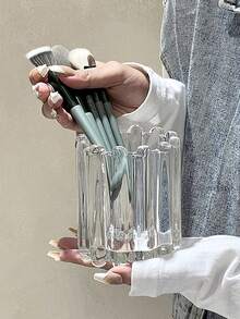 1个韩式ins风齿轮玻璃化妆刷架，壁龛装饰品，化妆刷罐，桌面摆件，办公笔筒，齿轮造型，玻璃材质 - 彩色 - 查看 13