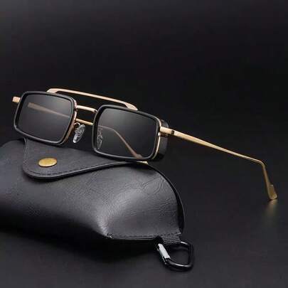 1 Pair Retro Square Aviator Dual-Bridge Fashion Glasses, Vintage Personalized Street Style Fashion Eyewear Suitable For Daily Outfit Accessories