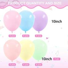 30个/套 10英寸 粉彩彩虹马卡龙乳胶气球，混合色气球套装，适合女孩生日、迎婴派对、结婚纪念日、洗礼派对装饰 - 彩色 - 查看 2