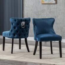 WAHSON OFFICE CHAIRS 2PCS Wahson Velvet Dining Chairs, Solid Wood Chair Chairs Chair For Restaurant - 藍色 - 查看 9