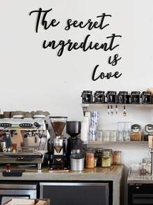 1-2张黑色英文字母“The Secret Ingredient Is Love”墙贴装饰，防水贴纸，PVC材质，易于粘贴和移除，适用于家居装饰、浴室装饰、房间装饰、客厅装饰 - 黑色 - 查看 6
