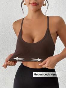 1pc High Elastic Sports Bra, High Impact Seamless Fitness Camisole, Criss-Cross Back Breathable Yoga Bra - Multicolor - View 3