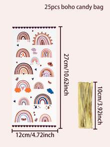 20/50pcs Bohemian Rainbow Style Gift Bags + Gold Tie, Bohemian Rainbow Birthday Decoration Party Favor Bags,Birthday Party Gift Wrapping Supplies Packaging Bags Kitchen Packaging Supplies Bohemian Rainbow Bags - Multicolor - View 7