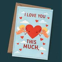 1pc "I LOVE YOU THIS MUCH" Unique Valentine's Day Greeting Card, Cupid Shooting Heart Design, Best Gift For Your Loved One, High-Quality Card With Envelope (12x17cm)/(4.72x6.7in) - Multicolor - View 9