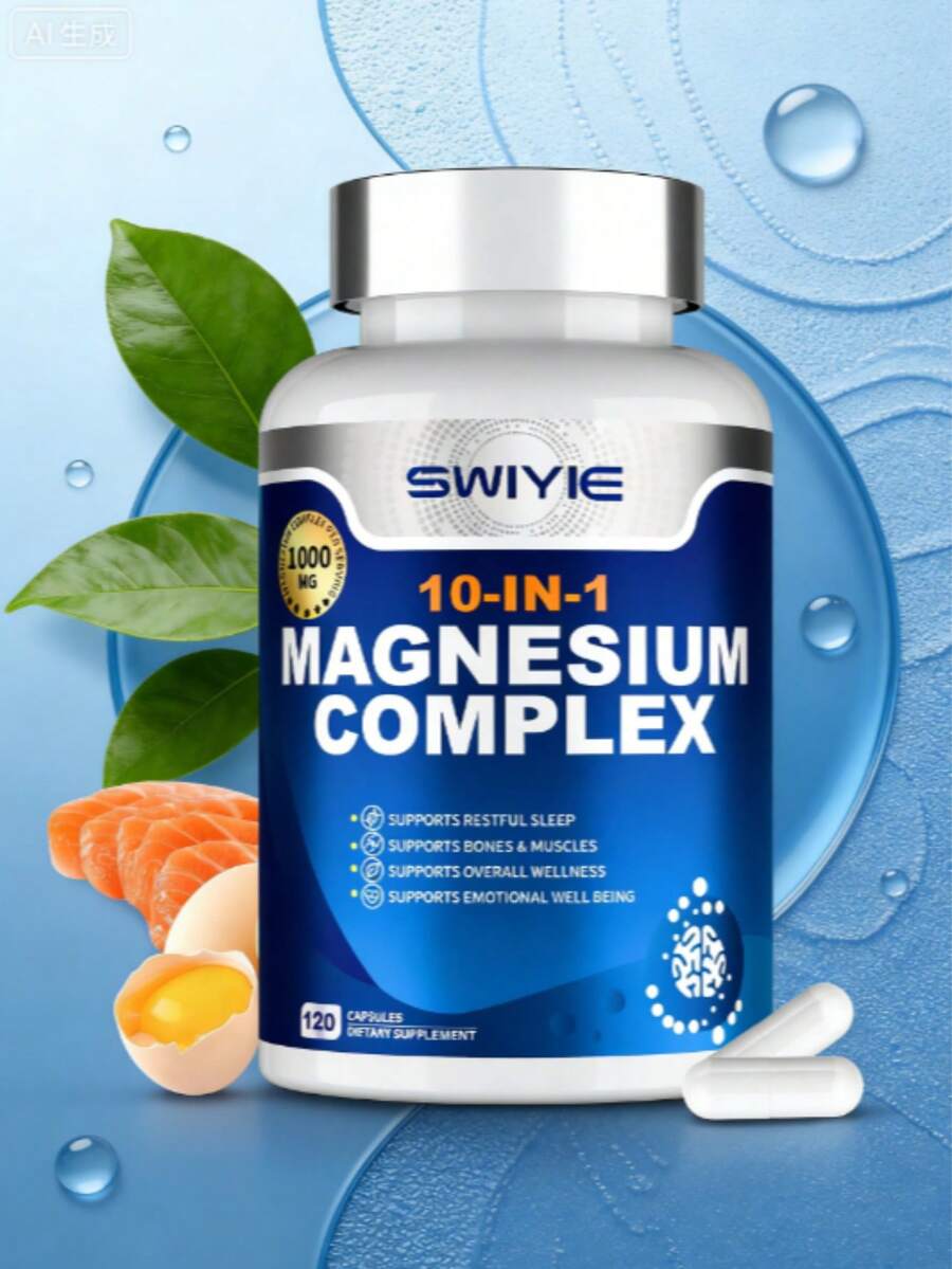 SWIYIE-Magnesium Complex Supplement 10-In-1 | High Absorption Magnesium Glycinate, Citrate, Malate, Taurate, Oxide, Carbonate & More | Supports Sleep, Muscle, Bone, Energy & Overall Wellness - Khác - Xem 1