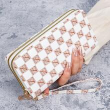 Bolsa para teléfonoóvil de doble capa con doble cremallera, cartera de gran capacidad - Caqui - Ver 11