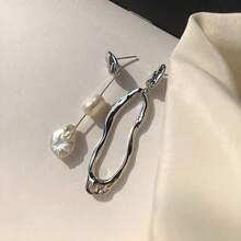 Long, Irregular Earrings; Unique, Simple, And Elegant Stud Earrings; Versatile Asymmetrical Earrings. Suitable For Holidays, Parties, And Vacations. - Bạc - Xem 7