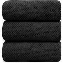 HLJ  3 Piezas Juego de Toallas de baño Súper Absorbente y Secado rápido Baño Toallas de Coral para Baño Hotel SPA Piscina Deportes Negro-1117 - Negro1 - Ver 2