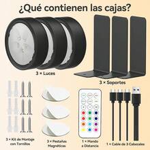 Lampara para Cuadro de Pared LED Recargable 3 Pack, 13 Color RGB Luces Debajo de Armario, 1600mAh Luz de Noche con Remote Control,lampara inalambrica para Sala y Dormitorio (Nergo) - Nergo - Ver 10