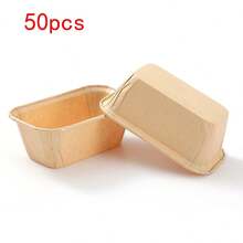 25/50/100pc Non-Stick Mini Cake, Oil-Resistant Cardboard Baking Cups - Rectangular Mini Loaf Cake And Muffin Box With Grooved Edges, Smooth And Easy To Demold, Stackable Design For Even Baking, Suitable For Bread, Cupcakes, Desserts (Baking ), Baking Accessories, Grooved Edge Design, Suitable For Home, Commercial Kitchen, Restaurant, Party, Wedding, Birthday, Baking Accessories, Wedding Dessert Tray, With Grooved Design - Multicolor - View 10