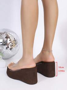 1 Pair Elegant & Sexy Women's Platform Wedge Rubber Sole Summer Sandals - Brown - View 4