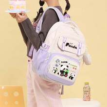 1pc/2pcs Cute Panda Backpack Set, Large Capacity Student Backpack And Case Pencil Set, With Multiple Pockets, Large Capacity, Breathable And Lightweight Schoolbag, Nylon Capybara Print Backpack With Adjustable Straps Zip Closure, Polyester Lined - Perfect Gift For Students, Back To School Supplies School Bag Bookbag