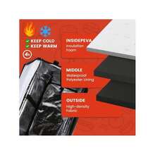 Bolsas de aislamiento térmico para llevar bolsas de aislamiento térmico de papel de aluminio cajas de entrega para llevar cajas especiales para jinetes cajas de distribución comercial de cajas de aislamiento térmico al aire libre con capacidad expandible, con cintas reflectantes y soportes de tazas, bolsas de pizza reutilizables, comida para el hogar, restauración y Picnic - Negro - Ver 3