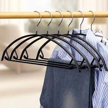 Kleiderbügel Metall (42 cm) – 10 Stück Platzsparende Kleiderbügel für Erwachsene,1,2cm Dick,Keine Schulter Bumps No Mark, Belastbar mit Schwerer Kleidung,Bügel mit rutschfest Nut für Mäntel, Hosen,Schwarz - Noir - Voir 1