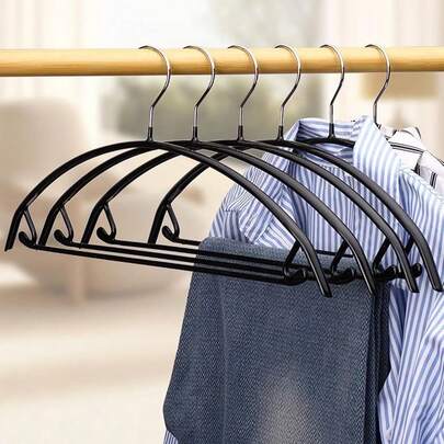 Kleiderbügel Metall (42 cm) – 10 Stück Platzsparende Kleiderbügel für Erwachsene,1,2cm Dick,Keine Schulter Bumps No Mark, Belastbar mit Schwerer Kleidung,Bügel mit rutschfest Nut für Mäntel, Hosen-6039