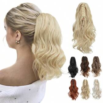 1 pieza Extensión de cabello de 14 pulgadas de fibra sintética de alta calidad, con clip de garra ondulado y esponjoso, que agrega volumen y estilo, apta para uso diario, de fiesta y festivo