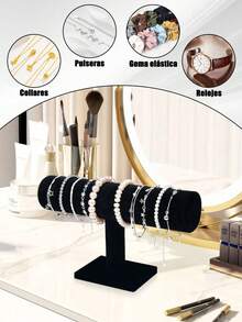 1 Giá đỡ vòng tay hình chữ T bằng nhung, giá treo vòng cổ, giá đựng trang sức, hộp đựng trang sức, giá trưng bày để bàn, giá đựng trang sức để bàn, quà tặng Ngày của Mẹ, thích hợp cho tủ trưng bày bán lẻ, không cần điện, đế nhựa chắc chắn, tuyệt vời để trưng bày vòng cổ, vòng tay và đồng hồ, trang trí phòng. - Nhiều màu - Xem 6