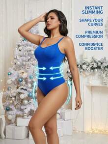 1pc Seamless Shapewear, Invisible Waist & Butt Lifting, Comfortable Elastic Straps, Tummy Control, Jumpsuit With Thong, Women Seamless Shaping Jumpsuit, Waist & Butt Lifting Jumpsuit With Thong - Blue - View 11