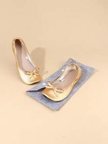 女士轻便、赤足感、时尚休闲、柔软舒适、多功能室内拖鞋，薄款、可折叠、易穿脱，适合跳舞 - 金色 - 查看 3