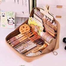 Túi đựng đồ dung tích lớn 12 ngăn, mở 90°, ba lô đựng đồ nhiều lớp/túi đựng đồ để bàn có ngăn chia bằng khóa kéo, tông màu nhẹ nhàng (xanh lá cây, hồng, be, trắng) - Chất liệu nhựa bền, có nhãn dán cho sổ tay, văn phòng phẩm, v.v. - Quà tặng lý tưởng cho học sinh và chuyên gia khi trở lại trường, đồ dùng học tập - Nhiều màu - Xem 16