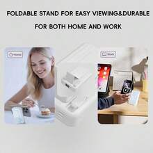 GAWFOLK Sạc dự phòng 10000mAh màu trắng kèm đế và cáp tích hợp - Trạm sạc không dây từ tính 2 trong 1, chân đế điều chỉnh được để xem rảnh tay, sạc nhanh, tương thích với Apple/Android, lý tưởng cho du lịch, bàn làm việc và đầu giường. Thích hợp cho kỳ nghỉ đông, du lịch ngoài trời/cắm trại và làm quà tặng dự phòng khẩn cấp cho gia đình, bạn bè, quà sinh nhật, quà cắm trại ngoài trời, sạc dự phòng di động sinh nhật. - Phiên bản nâng cấp có chân đế, màu trắng - Xem 7