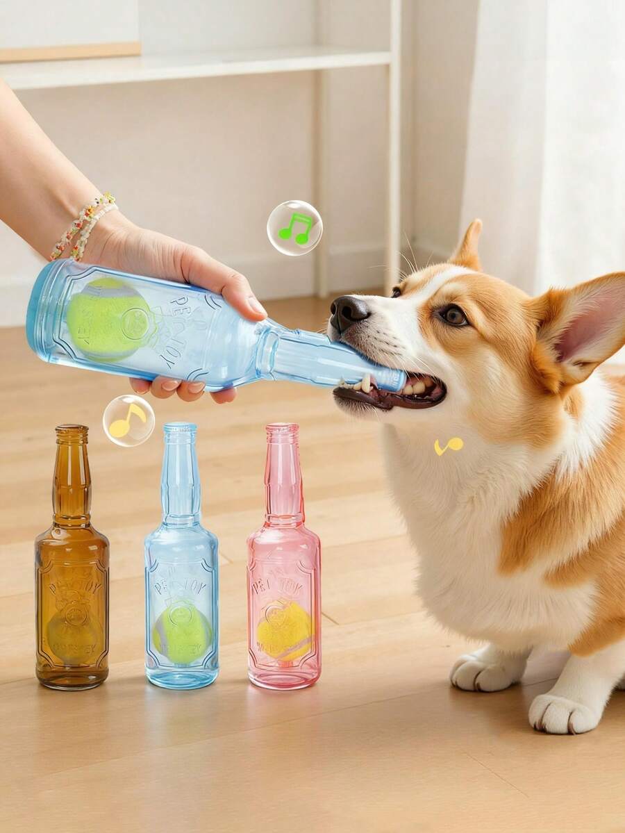 1PC Pet Toys, Dog Chewable Rattle Tennis Ball Bottles, Self-Entertainment Toys, Durable Chewable Teething Toys, Interactive Dog Toys,Dog Stuff,Dog Toys,Dog Things,Dog Supplies,Dog Accesssories - Multicolor - View 1